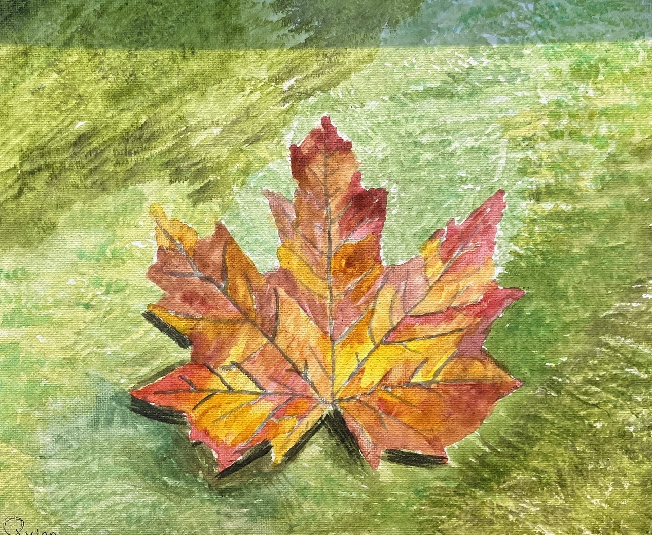 detail from student work, watercolour on canvas