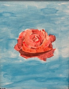 work by young artist, watercolour on canvas